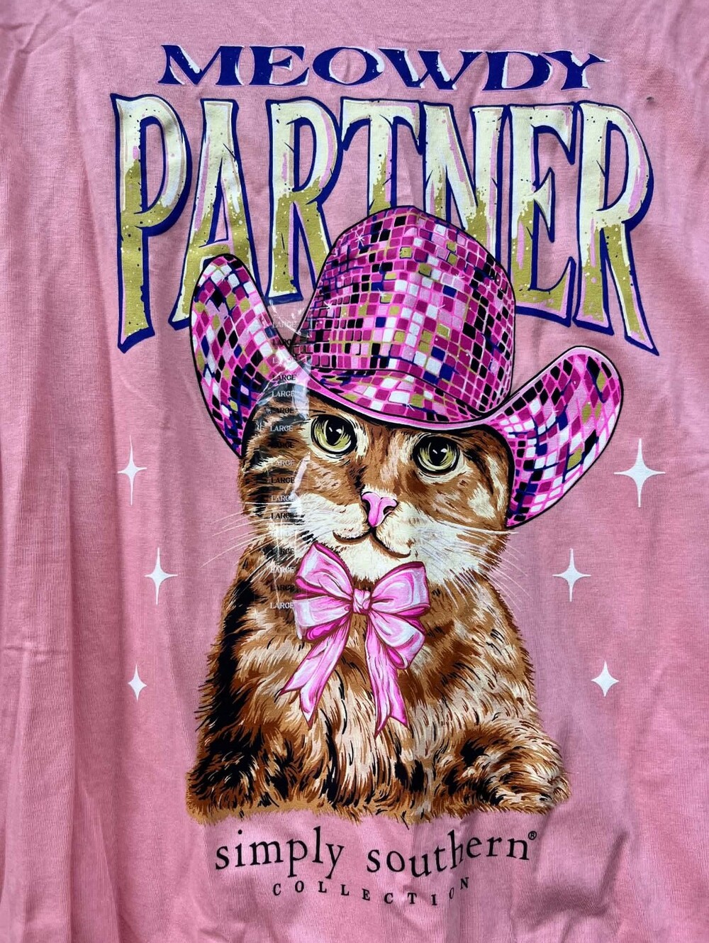 Simply Southern Large Meowdy Partner Cowgirl Short Sleeve Tshirt